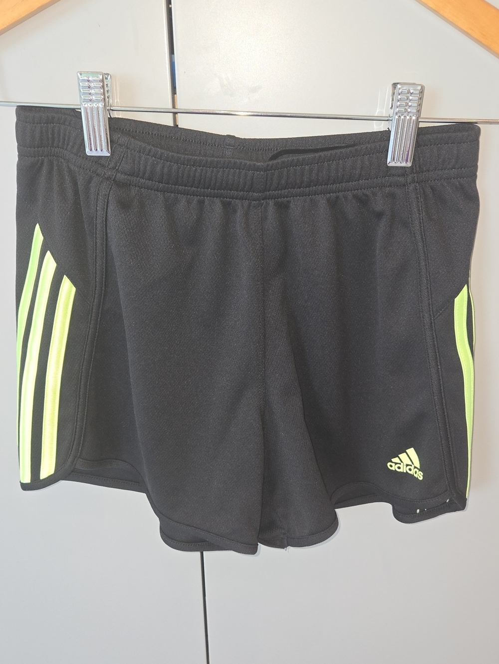 adidas Black Shorts with Neon Yellow Stripes